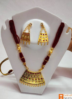 Half Junbiri Necklace Set Assamese Designer Jewellery from Assam(#734)-gallery-0