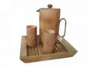 Bamboo Drinking Set 1 Jug 2 Glasses from Assam(#767) - Getkraft.com