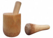 Bamboo Hand Grinder Mortar Pestle for Grinding Pepper Onion Garlic Ginger(#776) - Getkraft.com