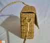 Natural Straw Handbag with Cover and Button Closure(#795)-thumb-2