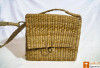 Natural Straw Handbag with Cover and Button Closure(#795)-thumb-0