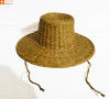 Natural Straw Summer Hat with Laces Water Reed Straw Hat(#852)-thumb-0