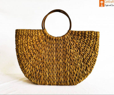 Womens Handmade U bag made of Natural Straw(#888)-gallery-0