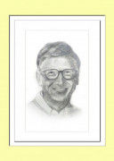 Pencil Sketch Single Person Poster without frame of Bill Gates(#933) - Getkraft.com