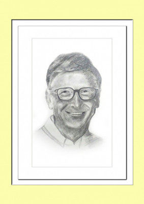Pencil Sketch Single Person Poster without frame of Bill Gates(#934)-gallery-0