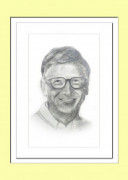 Pencil Sketch Single Person Poster without frame of Bill Gates(#934) - Getkraft.com