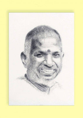 Pencil Sketch Single Person Poster without frame of Music Maestro Ilayaraja(#935)-gallery-0