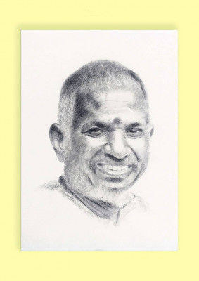 Pencil Sketch Single Person Poster without frame of Music Maestro Ilayaraja(#936)-gallery-0