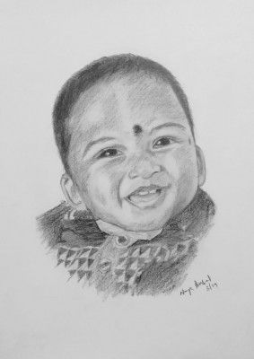 Pencil Sketch Single Person Poster without frame a Baby(#940)-gallery-0