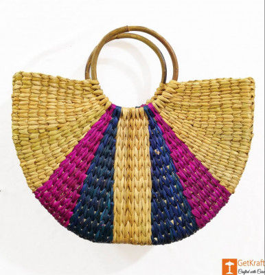 Natural Straw Stylish Multipurpose Bag(#949)-gallery-0