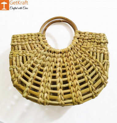 Natural Straw Mini Net Handmade U bag(#956)-gallery-0