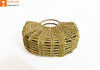 Natural Straw Mini Net Handmade U bag(#956)-thumb-1