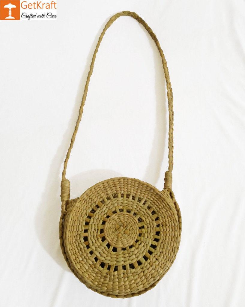 Handwoven Kouna Grass Bag With Pom - Pom - Beige, White And Berry Color -  Bags and Belts Women Accessories | World Art Community