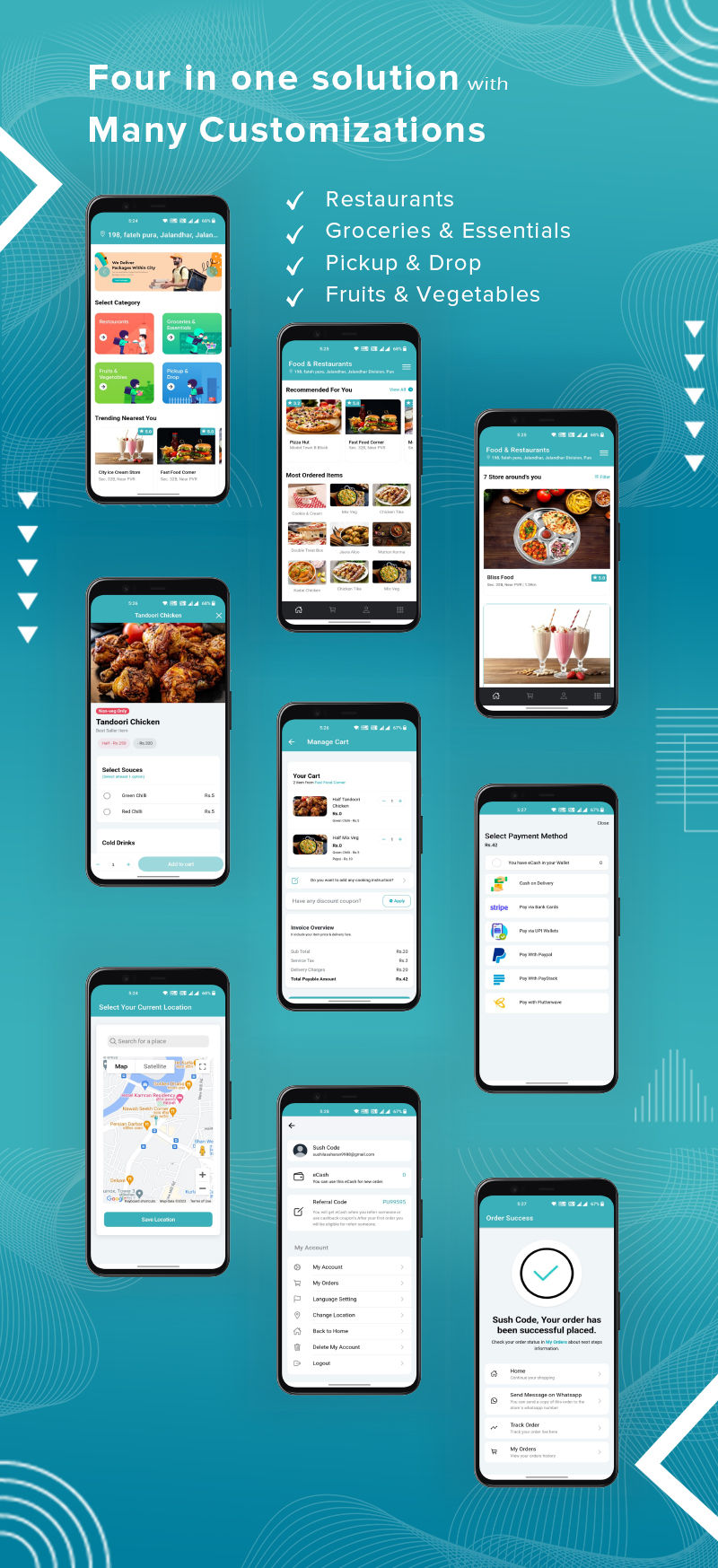 SushMart - Complete Ready to use App for Food Delivery, Pickup & Drop, Pharmacy - Android, ios & Web - 3