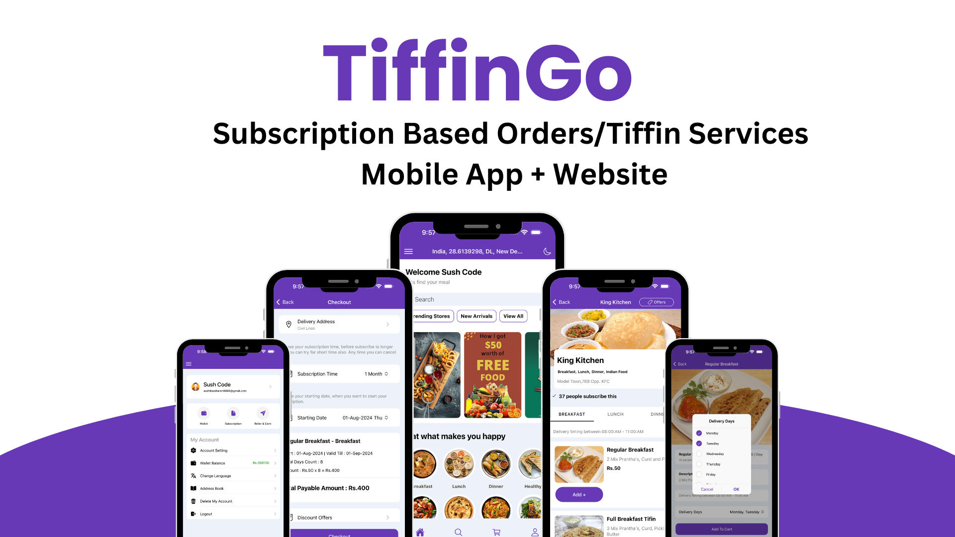 TiffinGo - A Complete App for Subscription Based Orders/Tiffin Services | Android + ios + Website
