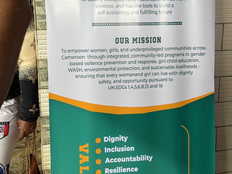 The association's banner, showing its mission and values