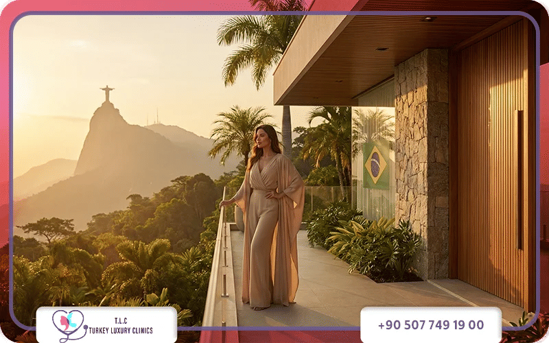 woman at luxury resort in rio de janeiro for brazil plastic surgery