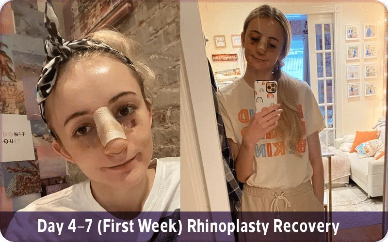 Day 4–7 (First Week) Rhinoplasty Recovery with Photos