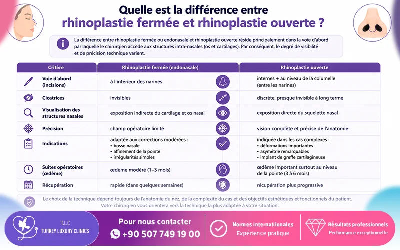 Quelle est la différence entre rhinoplastie fermée et rhinoplastie ouverte?