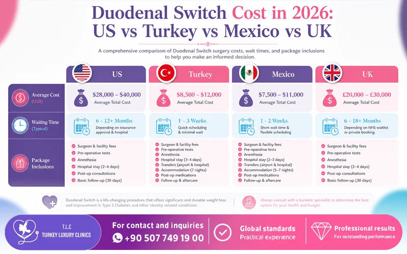Duodenal Switch Cost in 2026: US vs Turkey vs Mexico vs UK