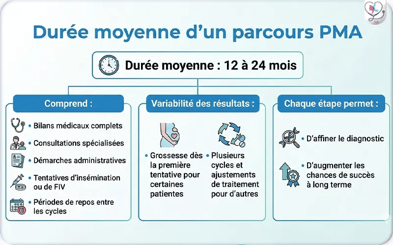 Durée moyenne d’un parcours PMA