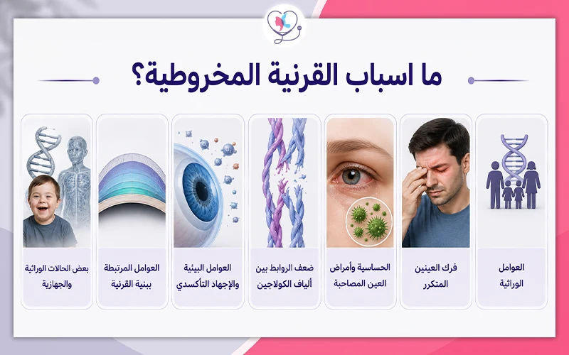 ما اسباب القرنية المخروطية؟