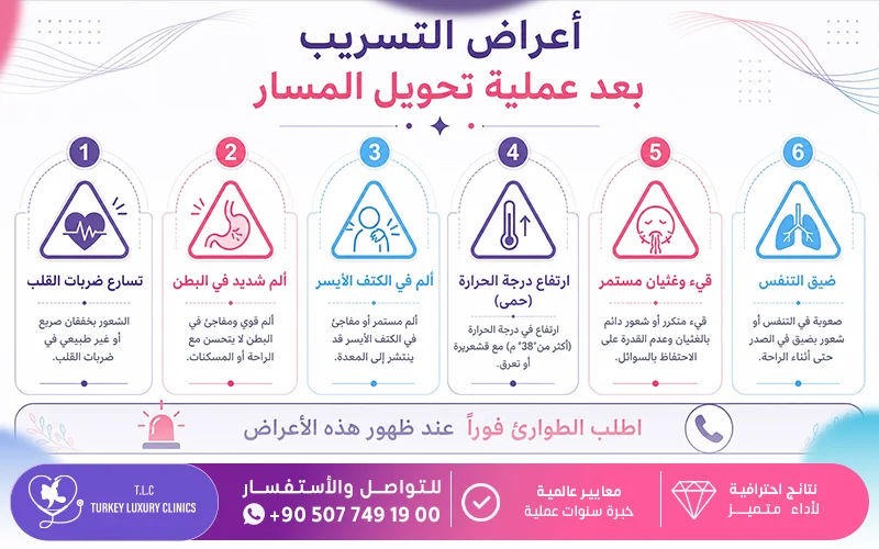 أعراض التسريب بعد عملية تحويل المسار