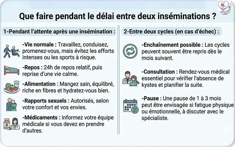 Que faire pendant le délai entre deux inséminations ?