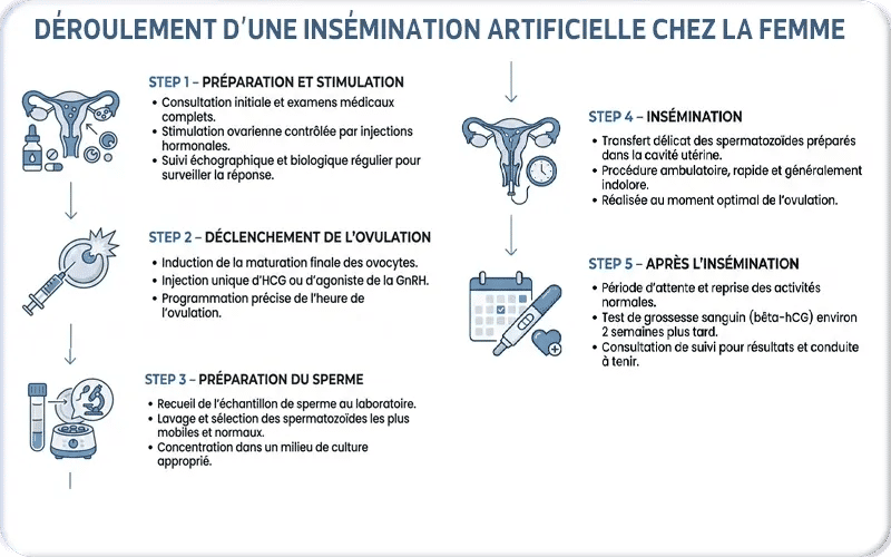 Déroulement d’une insémination artificielle chez la femme