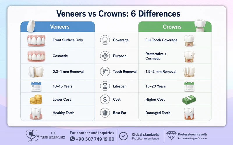 Veneers vs Crowns: 6 Differences