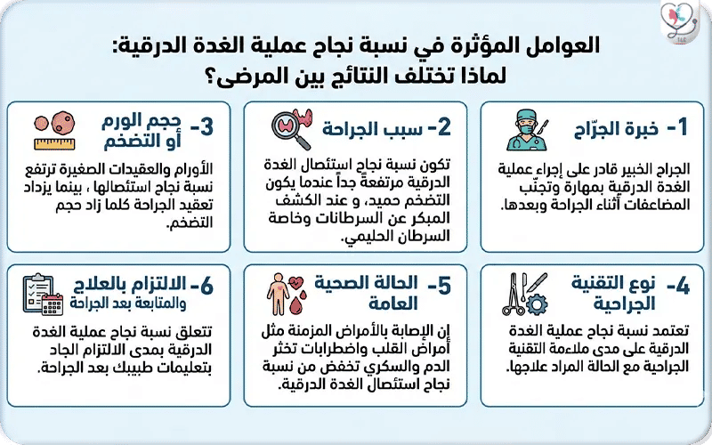 العوامل المؤثرة في نسبة نجاح عملية الغدة الدرقية