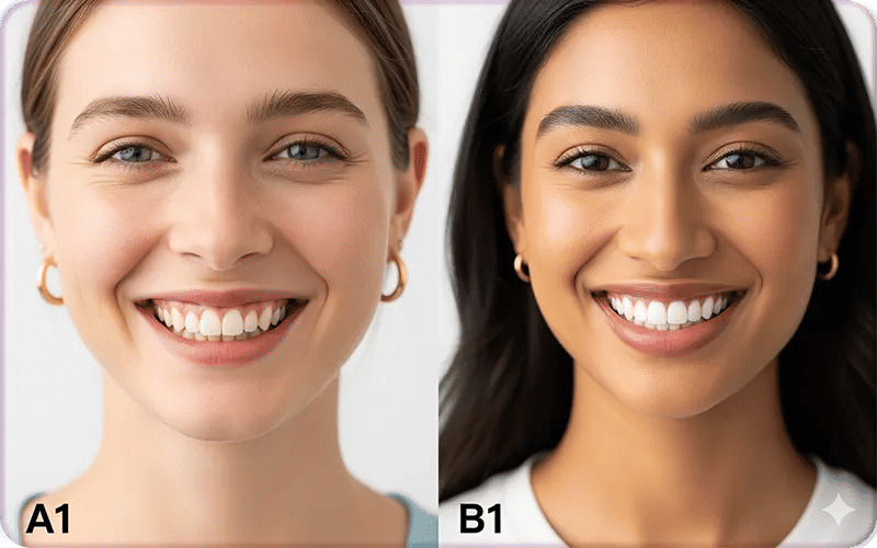 A1 vs B1 Tooth Color Pictures