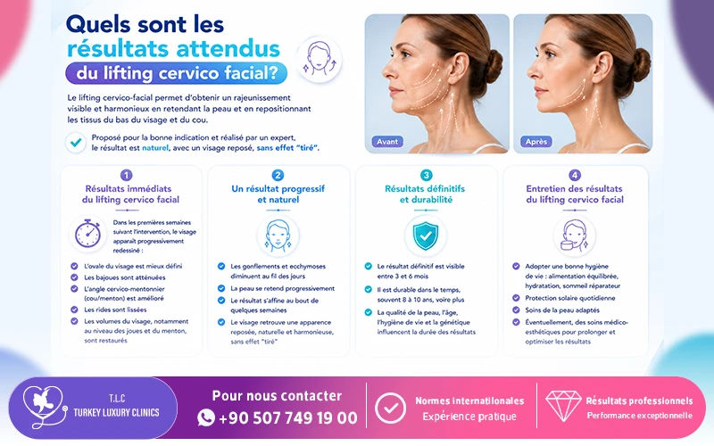 Quels sont les résultats attendus du lifting cervico facial?