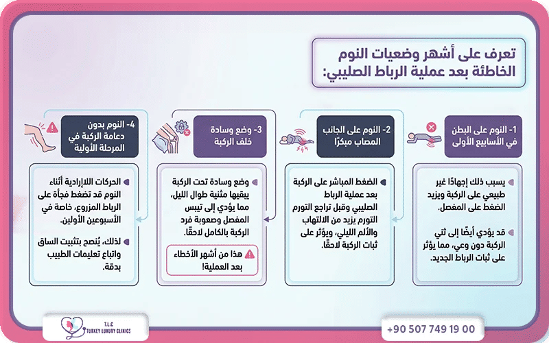 وضعيات النوم الخاطئة بعد عملية الرباط الصليبي