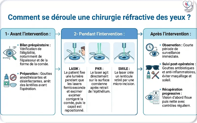 Comment se déroule une chirurgie réfractive des yeux ?