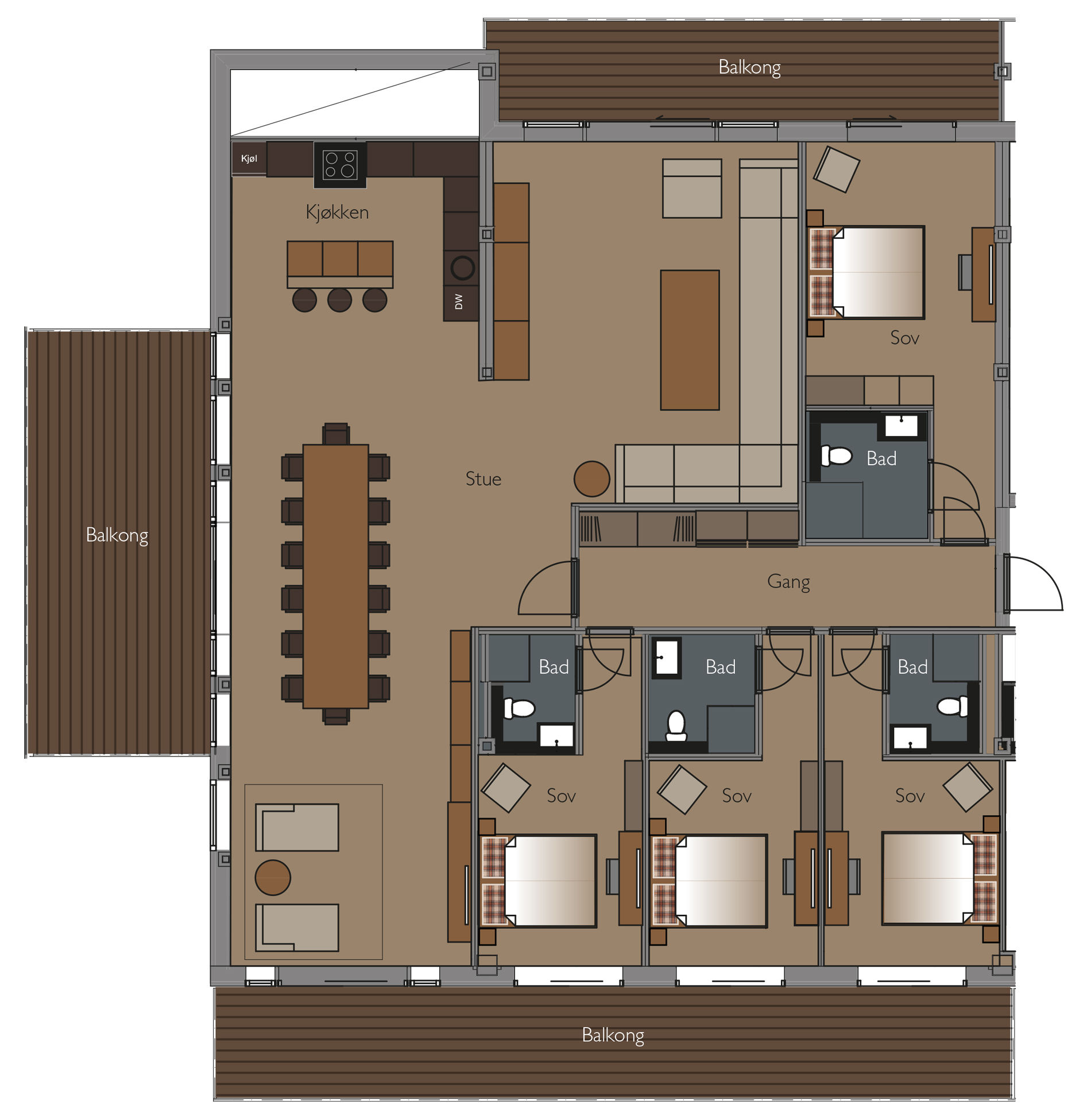 Plantegning af Penthouse Geilo