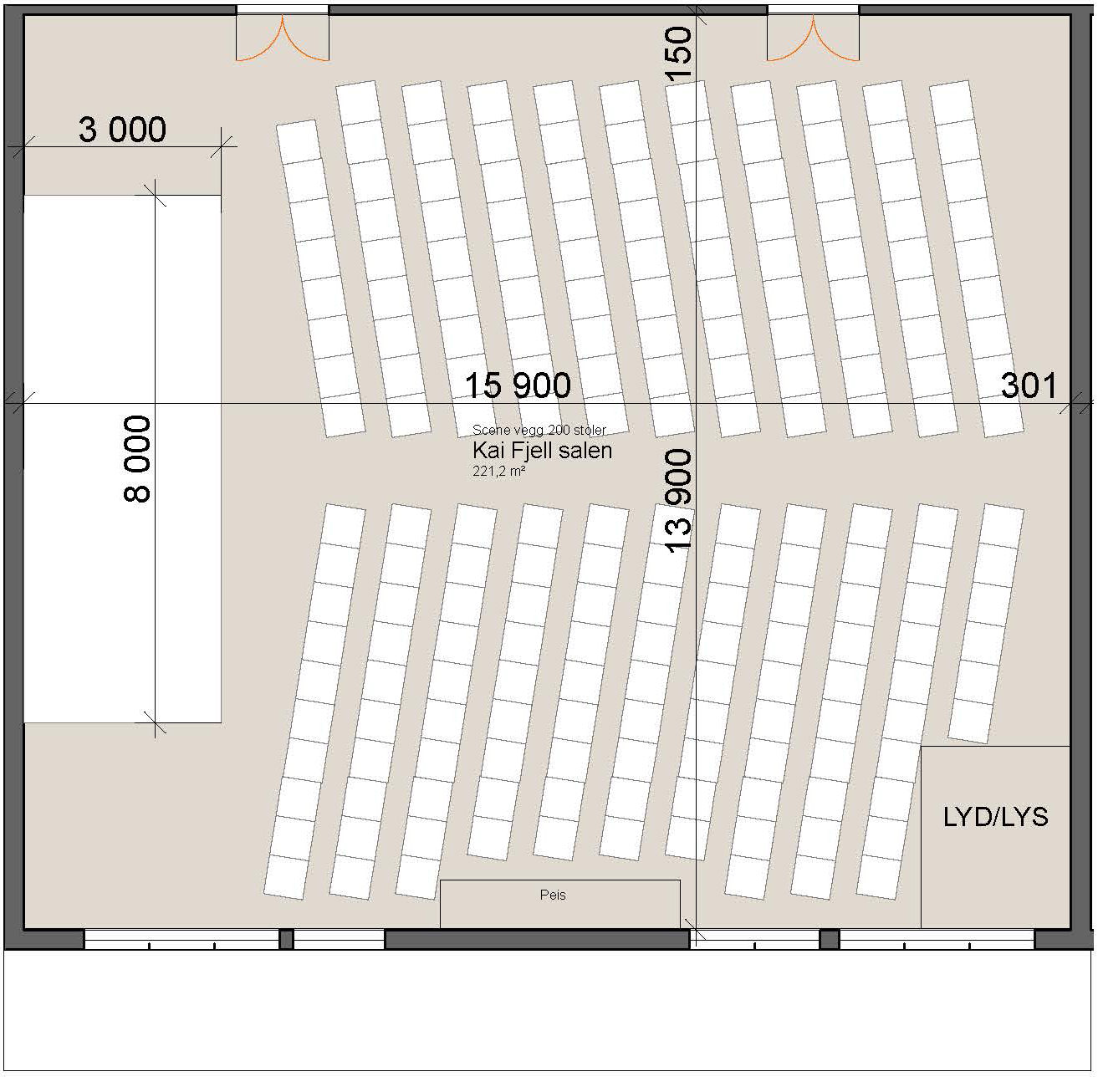 Plattegrond van de Kai Fjell-hal op Vestlia Resort Geilo