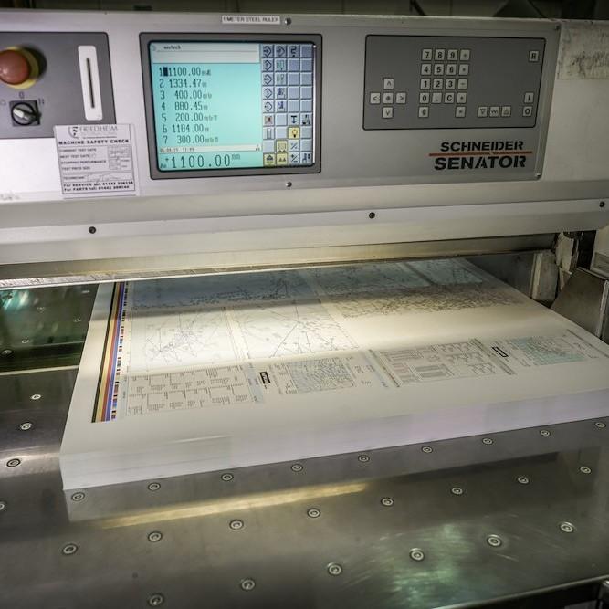 Dennis Maps Schneider Guillotine Map Finishing