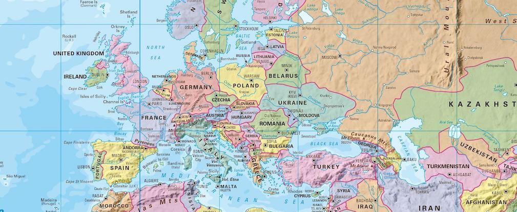 Wall Map - Europe and Russia map