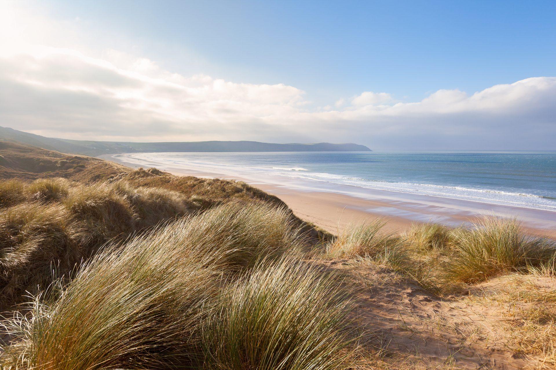 Sand Dunes and Woolacombe Beach in Devon