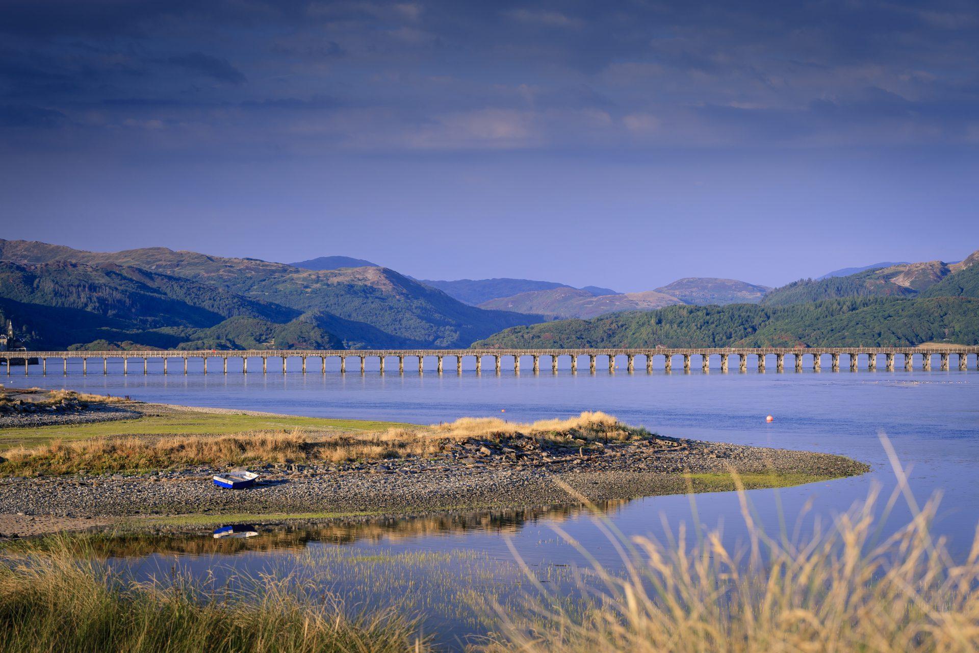 old railway trails Barmouth Bridge. Mawddach Trail, Gwynedd, Wales