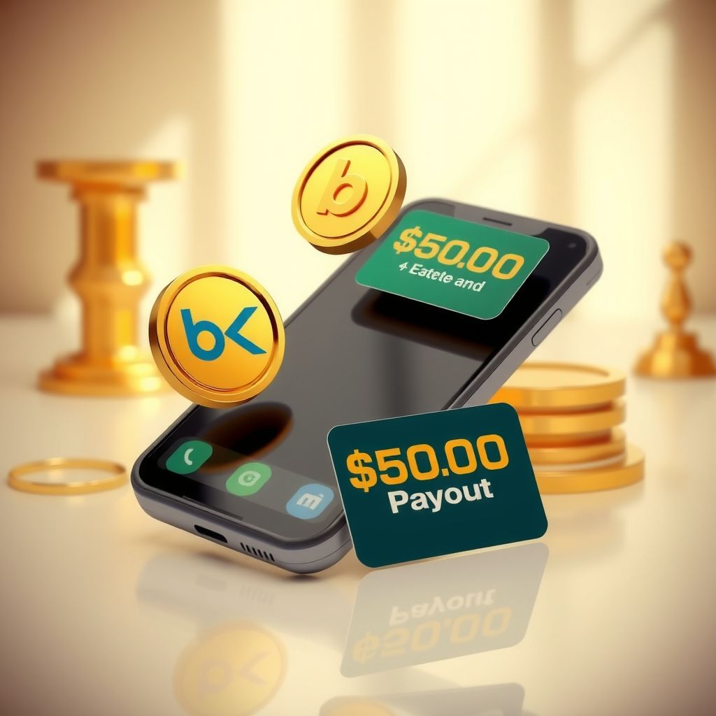 A 3D render of a smartphone with floating bKash and Nagad payment tokens representing regional online earnings.