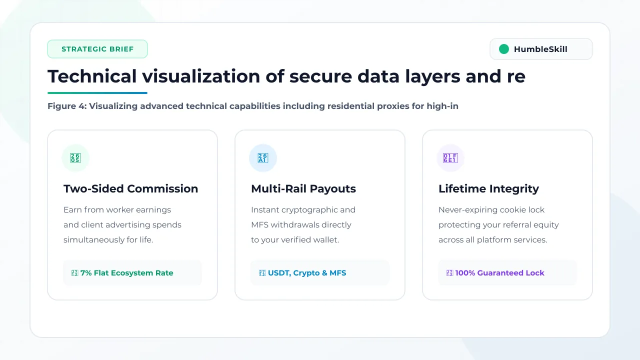 A technical visualization of residential proxy layers and secure data routing for advanced task campaigns.