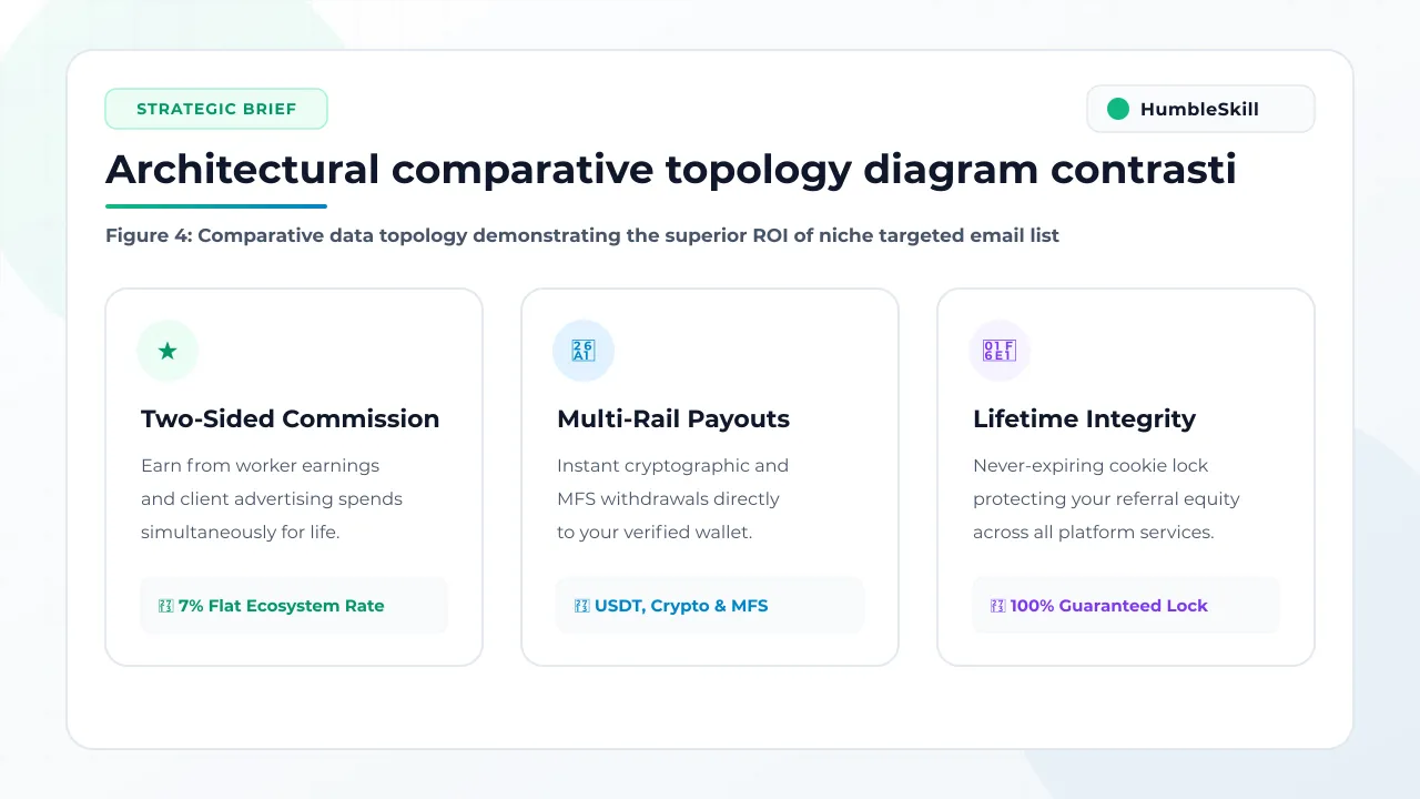 Comparative diagram contrasting low-performing generic lead lists with high-conversion niche targeted email lists.