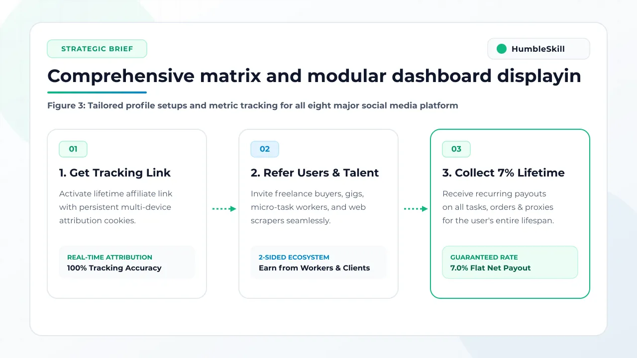 Platform-by-platform breakdown dashboard showing configurations for eight social networks