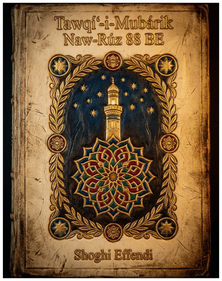 Tawqí’-i-Mubárik Naw-Rúz 88 BE (Blessed Message for Naw-Rúz 88 BE) by Shoghi Effendi — book cover