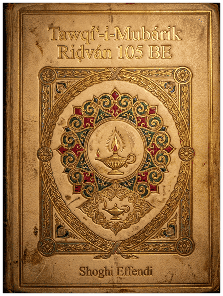 Tawqí’-i-Mubárik Riḍván 105 BE (Blessed Message for Riḍván 105 BE) by Shoghi Effendi — book cover