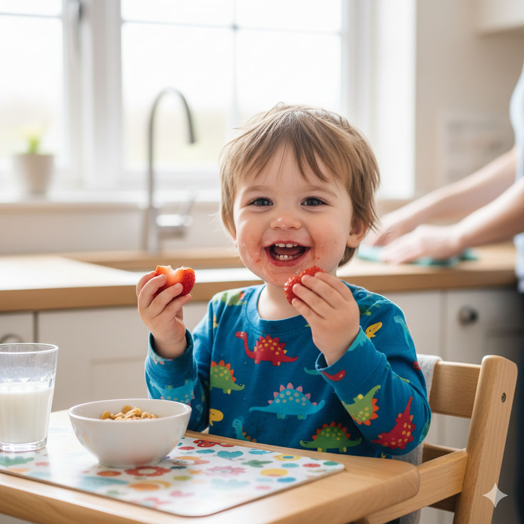 Child eating vegetables