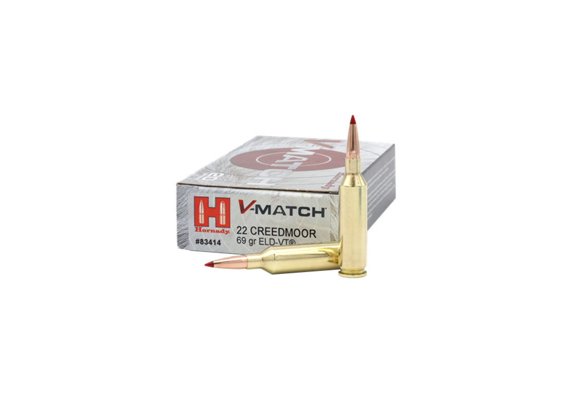 22 CREEDMOOR / 69 GR ELD-VTÂ V-MATCH 83414 / 20 RDS / HORNADY **NO