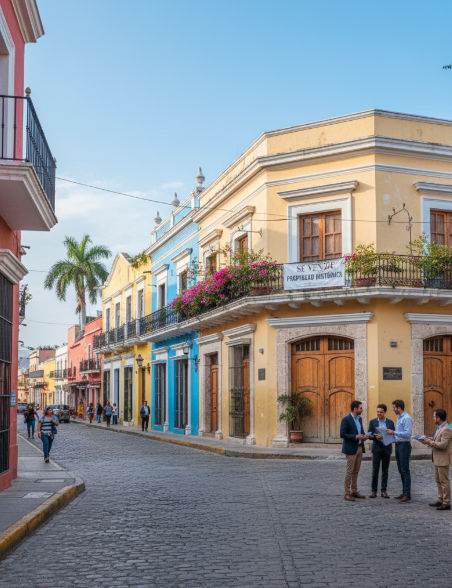 Una colorida calle del centro de Mérida, mostrando la arquitectura colonial bien conservada que atrae a inversores.